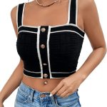 SweatyRocks Women's Sleeveless Ribbed Knit Spaghetti Strap Crop Cami Tank Top